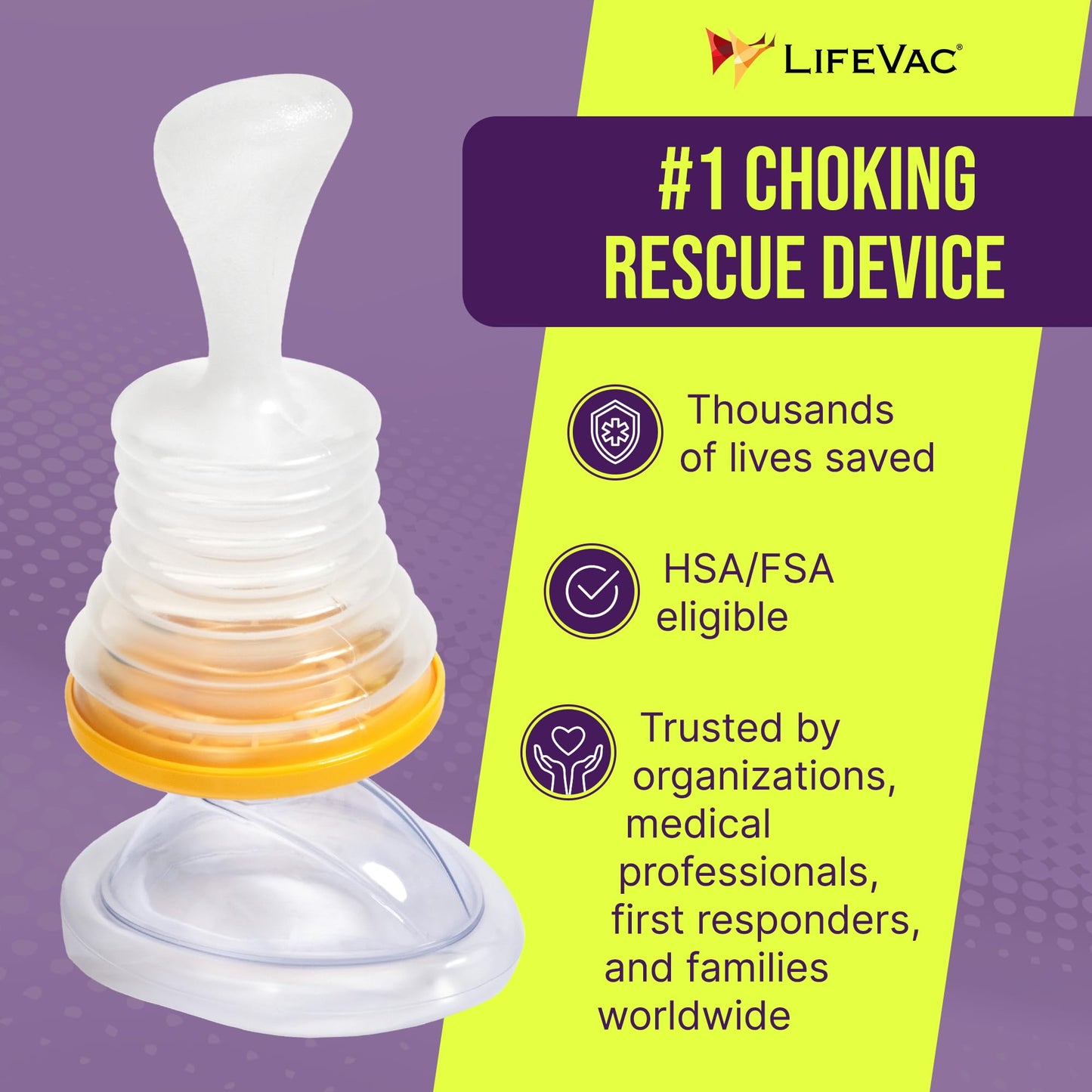 LifeVac Yellow Travel Kit 2 Pack - Portable Suction Rescue Device, First Aid Kit for Kids and Adults, Portable Airway Suction Device for Children and Adults