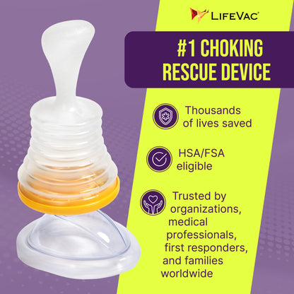 LifeVac Yellow Travel Kit 2 Pack - Portable Suction Rescue Device, First Aid Kit for Kids and Adults, Portable Airway Suction Device for Children and Adults