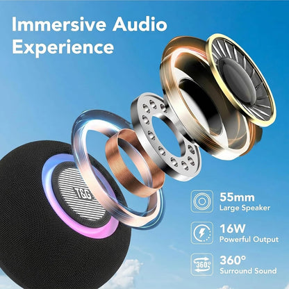 T&G Portable Bluetooth Magnetic Speaker with Pulsing Lights, Stocking Stuffers, IPX4 Waterproof, All Day Playtime, BT 5.3, TWS Paring, Mini Wireless Loud Speaker for Home/Outdoor/Camping/Party-Grey
