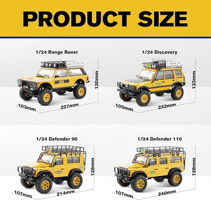 EAZYRC FMS 1/24 FCX24M RC Crawler RTR Land Rover Series with Licensed 1/24 RC Truck 4X4 Mini RC car with Lighting 2.4Ghz Remote ControlBattery (Discovery)