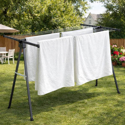 JS Heavy Duty A-Frame Clothes Drying Rack 46FT, Stainless Steel Collapsible Laundry Rack with 16M Clothesline, Foldable Space-Saving Garment Rack for Indoor Outdoor