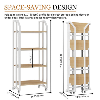 VYRIVA No Assembly Double-Sided Folding Bookshelf for Living Room, 4 Tier Collapsible Book Shelf for Home Office, Portable Bookcase Storage Organizer