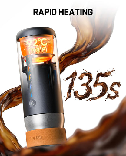 Fanttik Cafein 11 Portable Coffee Machine, Self-Heating Electric Espresso Machine with USB-C, 20 Bar Coffee Maker for Travel, Hiking, Gym and Office, Ideal for Dad