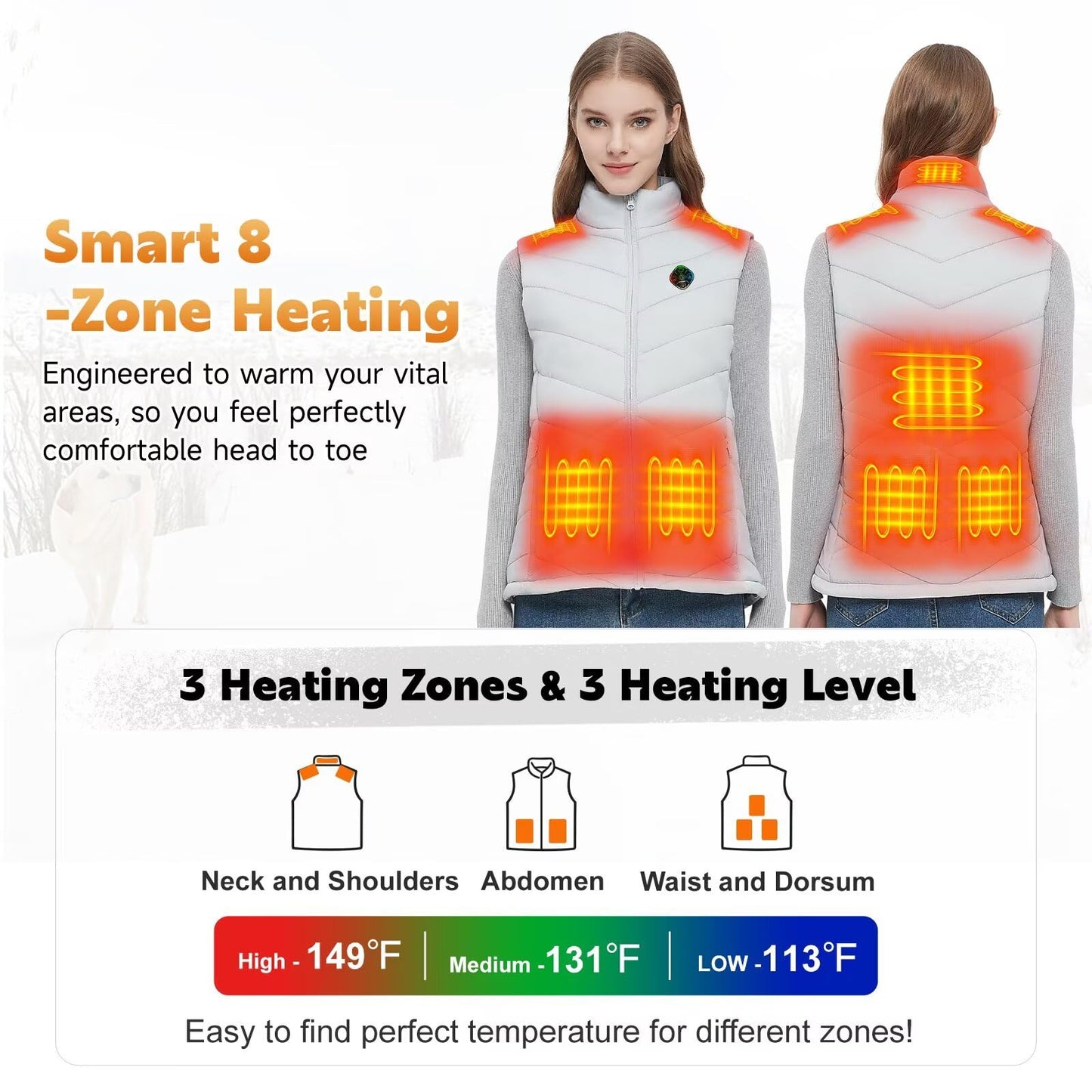 KOVNLO Heated Vest for Women With Battery Pack Included, Smart Button with Light-out Design, Electric Heated Jackets