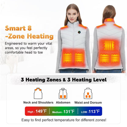 KOVNLO Heated Vest for Women With Battery Pack Included, Smart Button with Light-out Design, Electric Heated Jackets