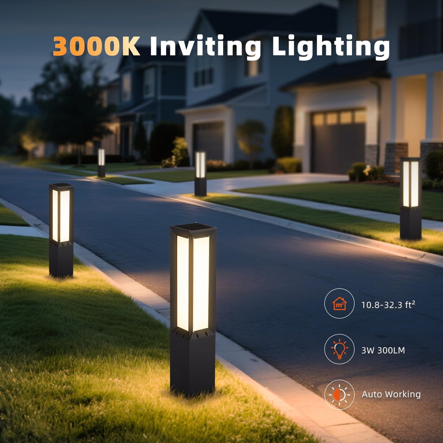 VZVI 31.5" Solar Pathway Light, 3000K LED Bollard Lights Outdoor, IP65 Waterproof Path Lights, Patio Solar Lanterns, Modern Solar Floor Lamp, Landscape Lighting for Commercial Driveway Walkway Lawn