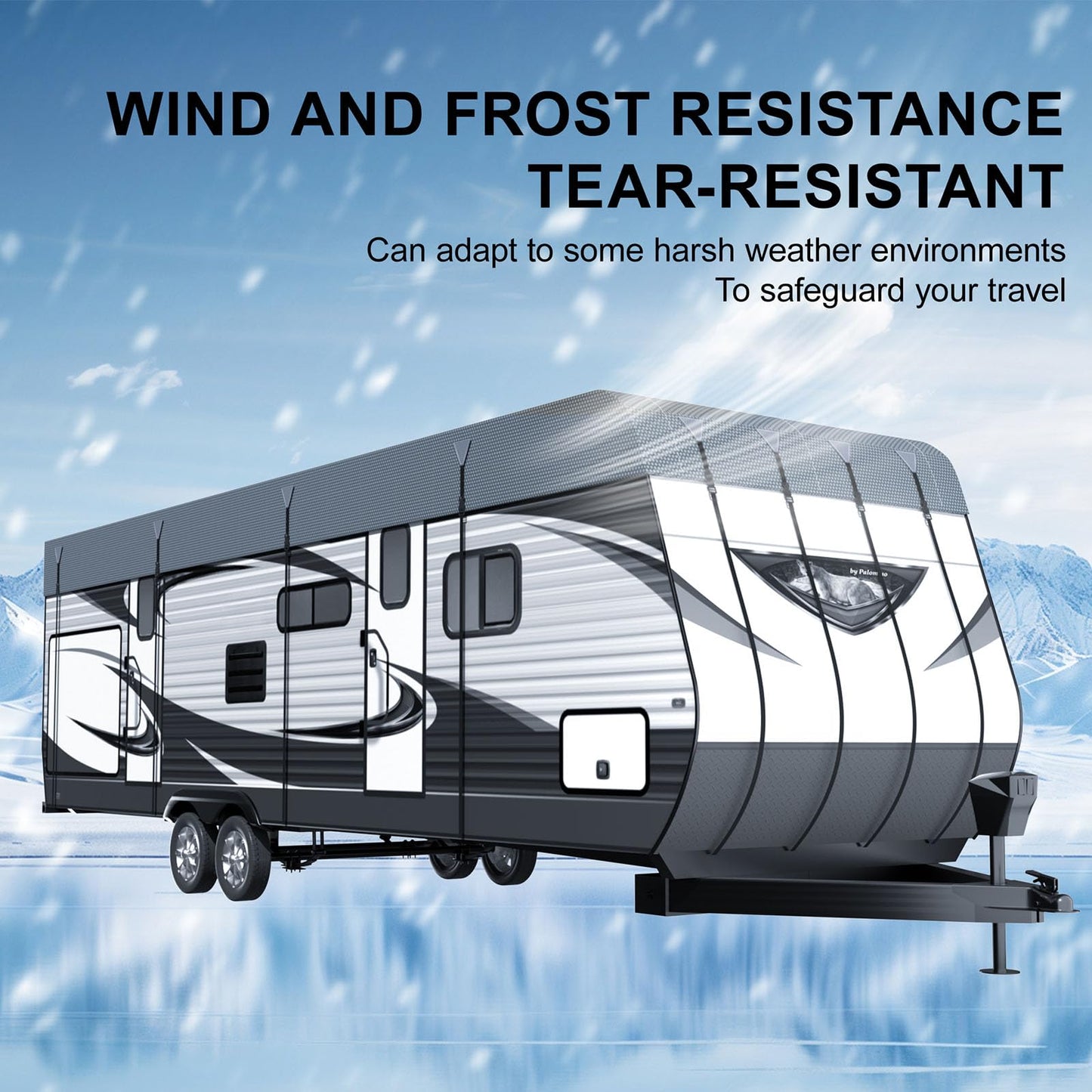 RV Caravan Roof Cover - Rv tarps Heavy Duty Waterproof | Non-Woven Fabric Waterproof Travel Camper Trailer Cover, Foldable Storage Rv Tarpaulin with Straps and Buckles