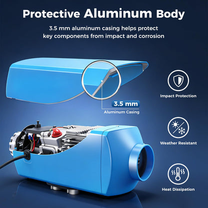 VOYOCHT Diesel Heater 5KW, Aluminum Housing, Diesel Heater 12V, Fast Heating, Diesel Parking Heater High Altitude with 15L Fuel Tank for Trucks, Trailers, Boats, RVs and Motor-homes