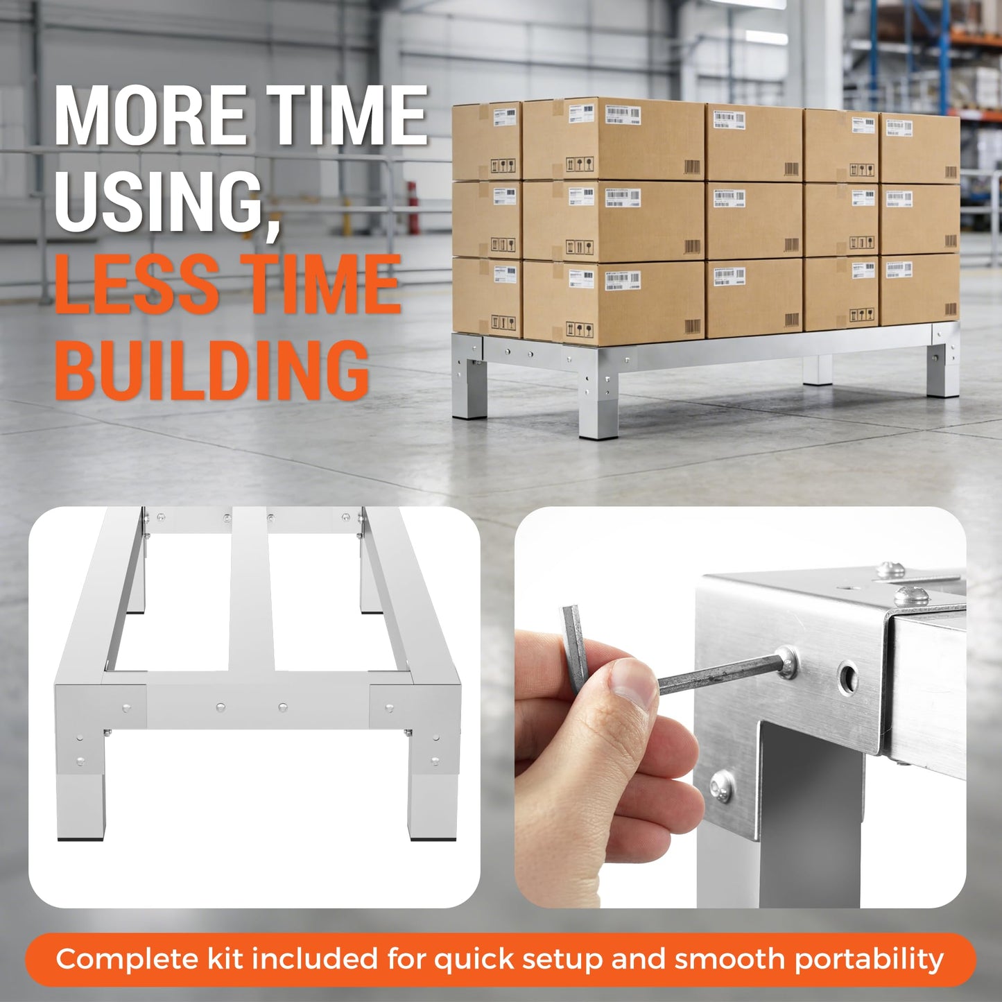 HOCCOT 2 Pack Aluminum Dunnage Rack, 48"x20" Commercial Storage Rack, Food Floor Rack Stand with 1.5mm Thick Aluminum Tube & Tool-Free Assembly for Kitchen, Garage, Warehouse, Restaurant, Vehicle
