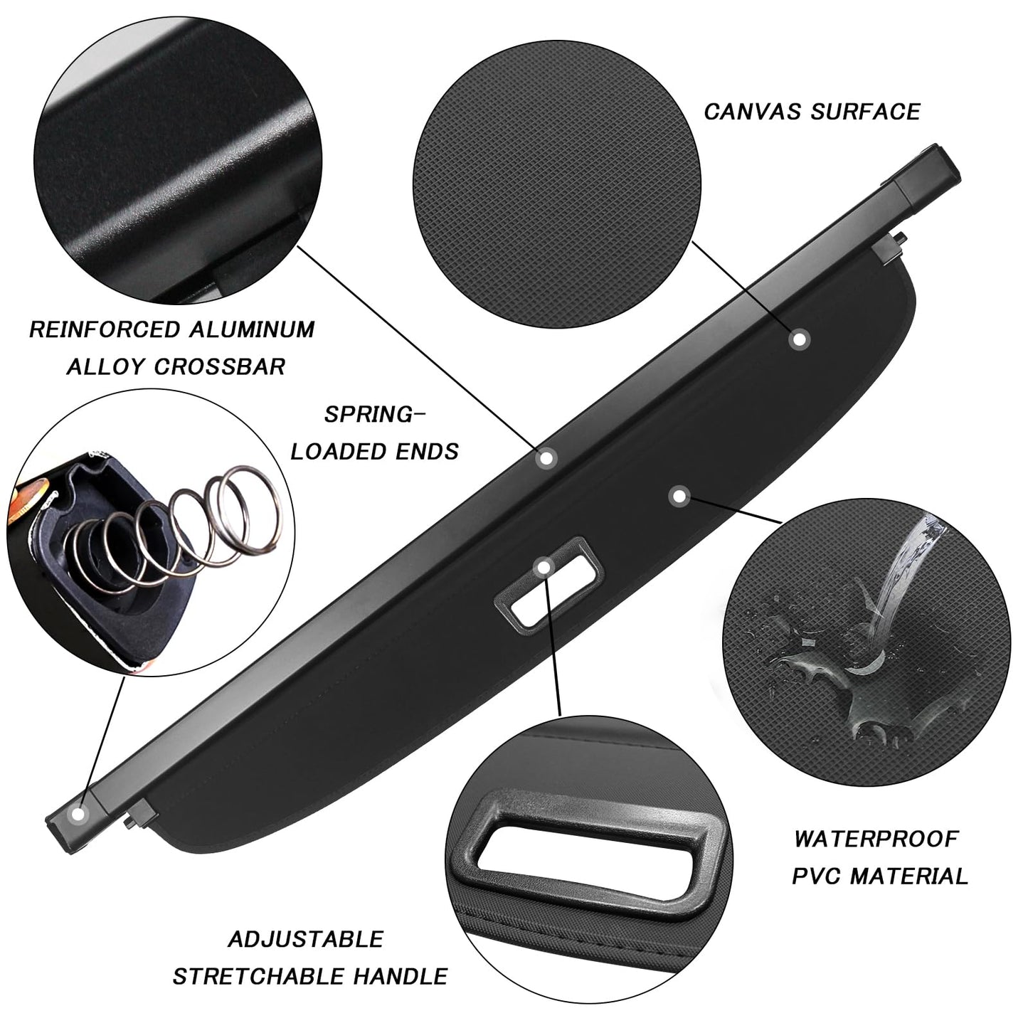 Sze Cargo Cover for Ford Bronco Sport 2021-2026 (Not for Bronco) Retractable Trunk Cover Black Rear Trunk Security Cover Shielding Shade Waterproof-New Upgrade
