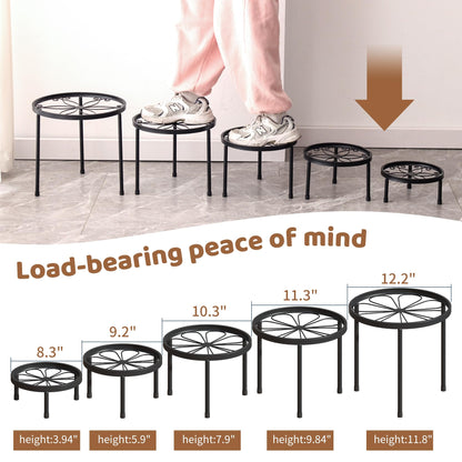 5 Pack Metal Plant Stand Indoor Outdoor Heavy Duty Plant Stands Anti-Rust Iron Flower Pot Stands,Flower Pot Stand Plant Pot Shelf for Garden Garden Balcony (Black)