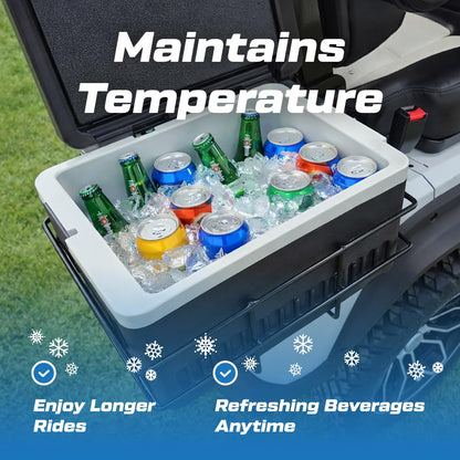 Evolution Golf Cart Cooler with Mounting Bracket - Fit for D5 Ranger & D5 Maverick - Heavy Duty Cooler Basket Kit for Secure Storage - Portable Cooling Ice Chest for Golf Cart Use | Black