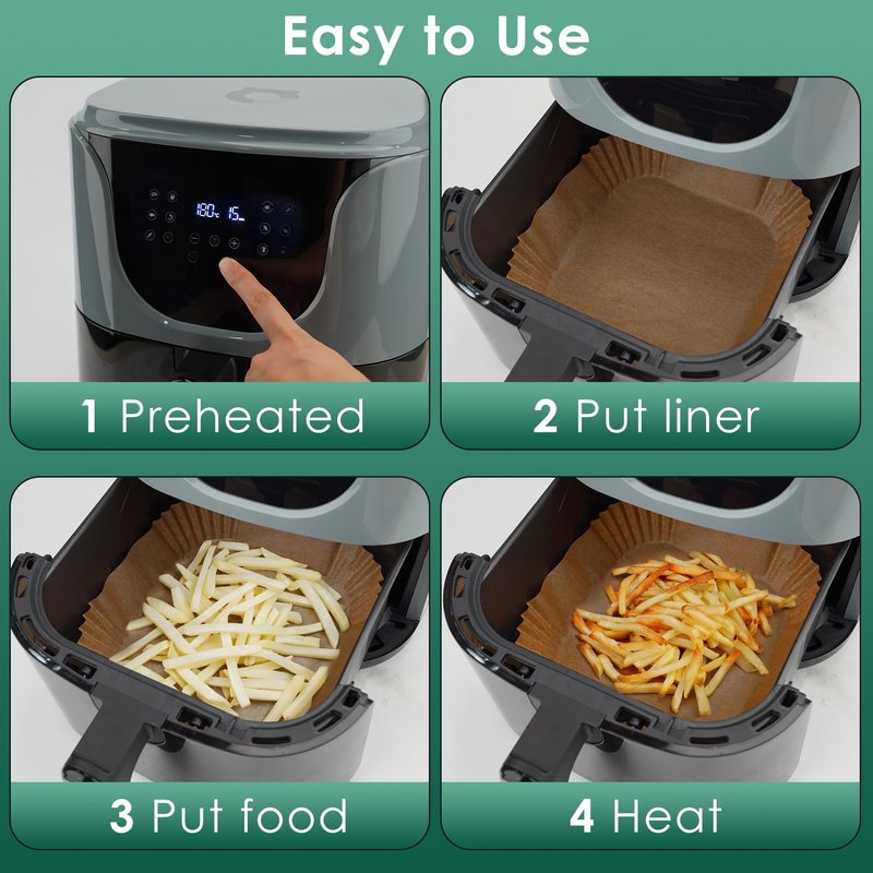 Small Air Fryer Liners Disposable, 2 QT Parchment Paper for COSORI 2.1 Qt Air Fryer, 100PCS 4.7 Inch Square Baking Paper Sheets for Mini Airfryer Basket
