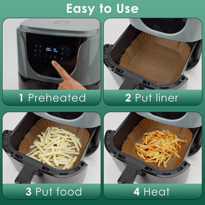 Small Air Fryer Liners Disposable, 2 QT Parchment Paper for COSORI 2.1 Qt Air Fryer, 100PCS 4.7 Inch Square Baking Paper Sheets for Mini Airfryer Basket