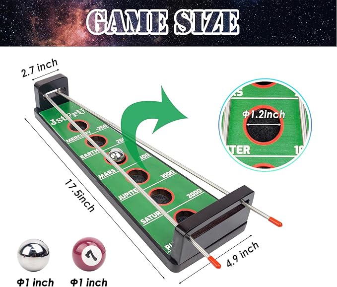 Shoot The Moon Game Large 17.5 inchesClassic Desktop Games Solid Wood Board with Metal Ball and Rods Billiard StyleRetro Balancing Game for Family and Bar (Green)