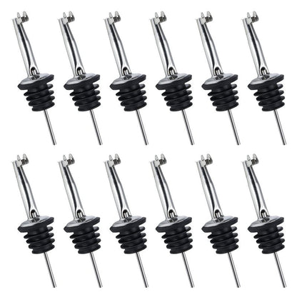 Unlorspy 12PCS Stainless Steel Bottle Pourers, Liquor Pour Spouts Set with Flip Top for About 3/4" Bottle Mouth
