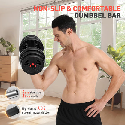 UKEEP Adjustable Dumbbells Sets, 20/30/40/55/60/70/80/90lbs Free Weights Dumbbells Set of Convertible 2 or 3 in 1 Dumbbells Set Used as Barbell, Kettlebells, A Pair of Lightweight for Home Gym