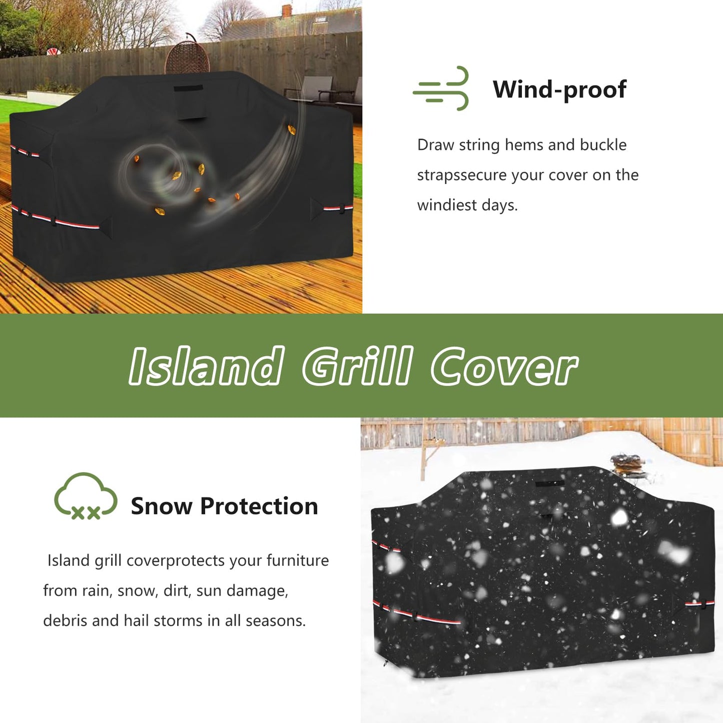 Osileyo 110 Inch Island Grill Cover - 600D Heavy Duty Waterproof All Weather Protection Outdoor Cover,Black