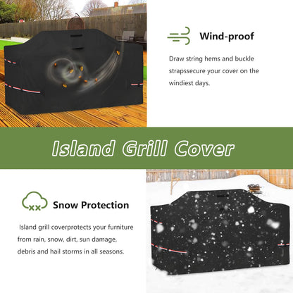 Osileyo 110 Inch Island Grill Cover - 600D Heavy Duty Waterproof All Weather Protection Outdoor Cover,Black