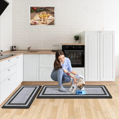 Mattitude Kitchen Mats Set of 2,Cushioned Anti-Fatigue Non-Skid Rug Sets Ergonomic Comfort Standing Mat for Kitchen, Floor, Office, Sink, Laundry, Black and Gray