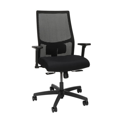 Bundle of HON Office Desk Chair Ignition 2.0 - Ergonomic Desk Chair, Home Office Chairs, Adjustable Lumbar & Armrests, Black + Carpet Chair Mat (36” x 48”)