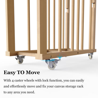 UNZERO Enhanced Art Storage Rack with 4 Additional Dowels - Canvas Storage and Art Drying Rack with Wheels