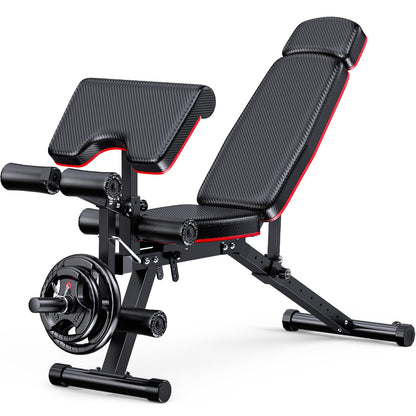 XDDIAS Workout Bench, Adjustable Weight Bench with Leg Extension and Leg Curl, Extended Headrest, 900LBS Preacher Curl Bench Incline Decline Flat Workout Bench for Home Gym Full Body Exercise