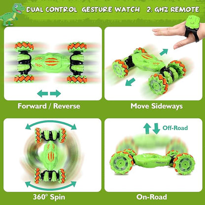 Gesture Sensing RC Stunt Car - Birthday for Boys 6 7 8-12 13 14+ Year Old 360 Rotating 4WD Twist Toys Hand Controlled &amp Remote Control with Light &amp Music