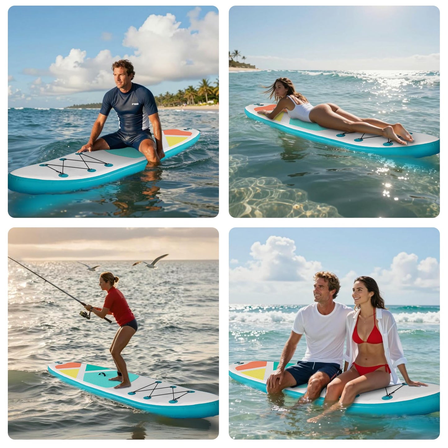 Inflatable SUP Stand-Up Paddle Boards for All Skill Levels, QILEBA 10'4'' Ultra-Light Paddleboard with Durable SUP Accessories, Fins, Paddle, Pump, Leash, Extra Wide Stable Non-Slip Yoga Deck