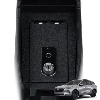 Center Console Safe Vault - KEREN Console Gun Safe Box Compatible with Ford Escape 2020-2026, for Ford Bronco Sport 2021-2025. Fingerprint Lock with Key