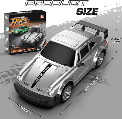 RC Drift Car 1:24 Scale Remote Control Car with LED Lights 20KM/H 4WD High Speed RC Cars Racing and Drifting Dual-Mode Toy Car Idea Gift for Adults and Kids Silver