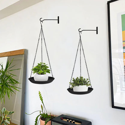 ARTORA Metal Plant Hanger, Indoor Decorative Wall Plant Hanging Basket Black Pot Holder Ceiling Flower Planter Hanging Chain with Long Hook (2 Pack)