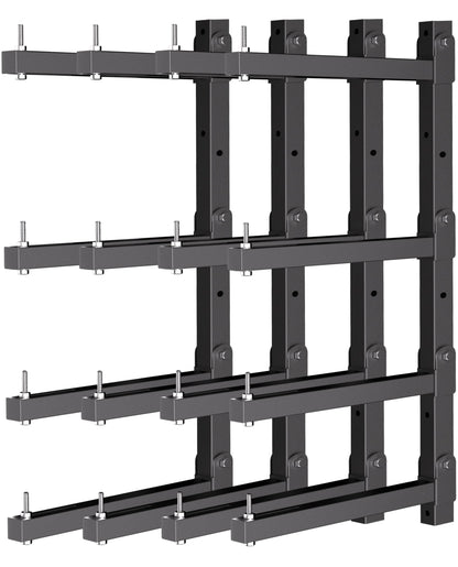 KOSEOO Lumber Storage Rack Wall Mount, Folding Wood Storage Racks Heavy Duty for Garage Metal Lumber Rack Indoor and Outdoor with 4-Level, 4 Pack, Black
