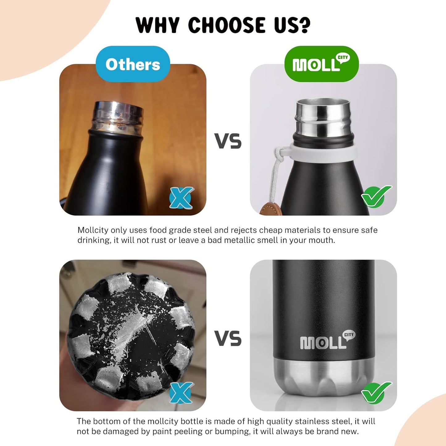 Skiennix 9 oz Stainless Steel Insulated Water Bottle - Leak Proof Mini Cola Shape for Kids (Grass Green)