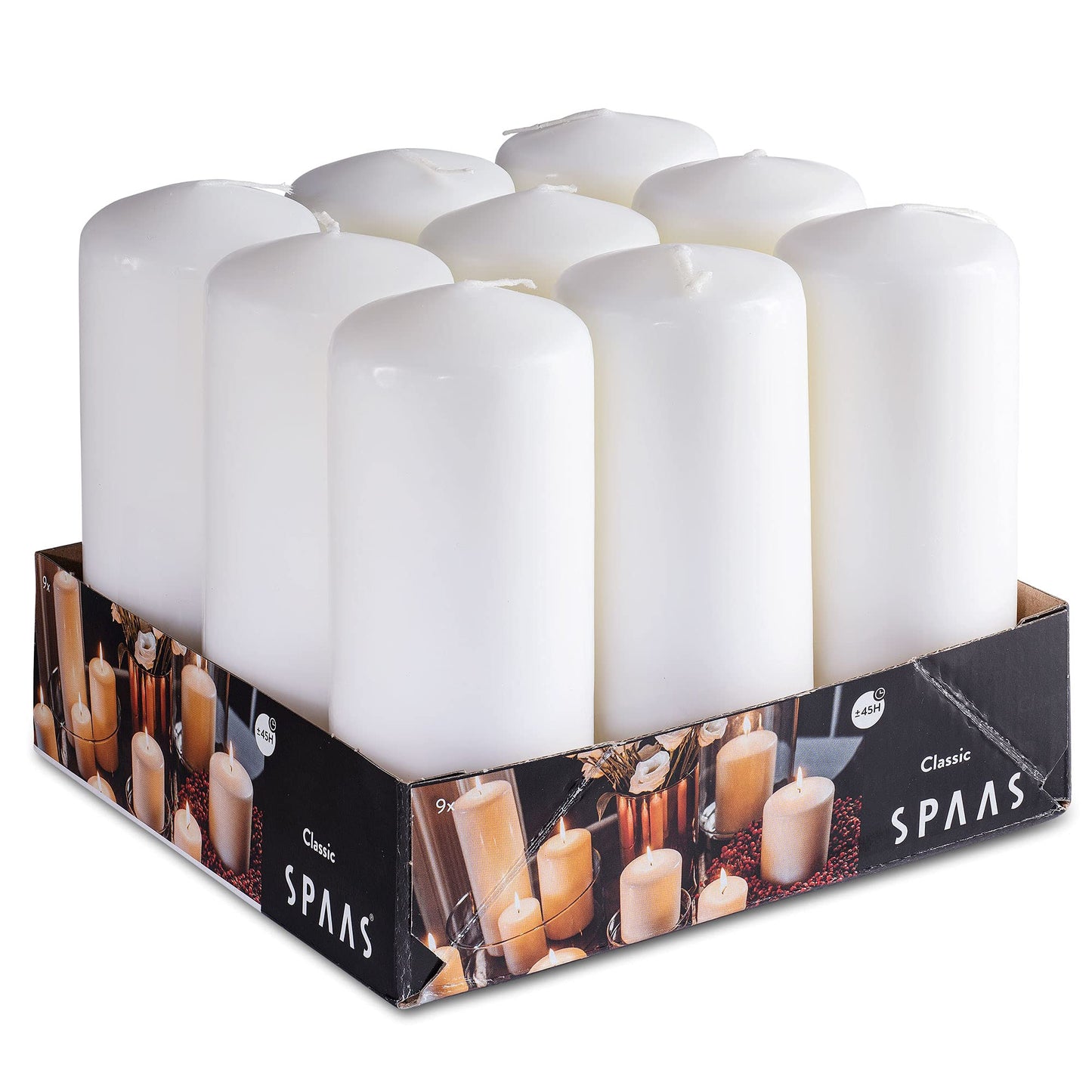 SPAAS White Dripless Pillar Candles - 9 Pack | 6 Inch Large White Unscented Candles for Home Decor, Memorial, Vigil, Parties, Wedding, Decorative Lantern