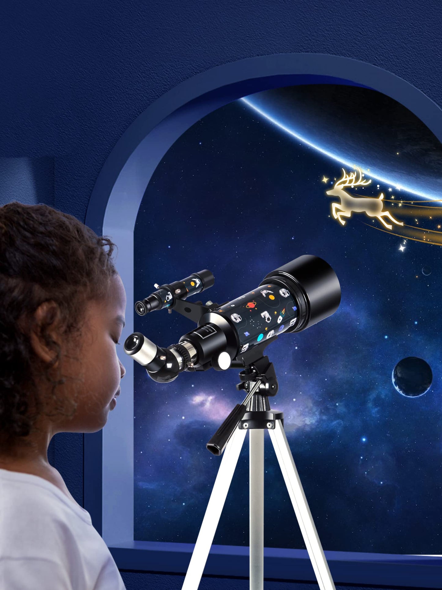 Telescope for Kids Adults Astronomy Beginners Over 8 Years Old, 70mm×400mm Aperture Astronomical Refractor Telescopes with Phone Adapter & Wireless Remote, Astronomy Space for Christmas Birthday
