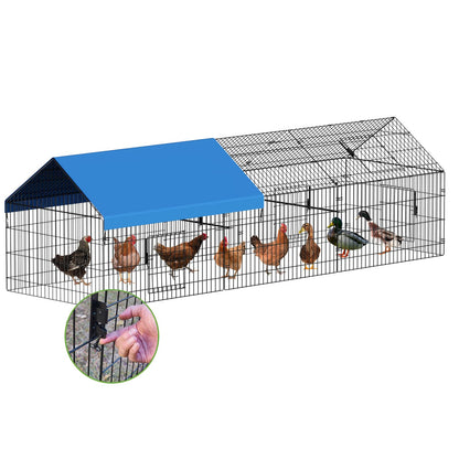 INJOPEXI Metal Chicken Coop 130"×40"×39" Chicken Runs for Yard with Cover Chicken Playpen Enclosure Chicken Pen Kennel Duck Coop Cage for Outdoor Backyard Farm Rabbit Dog Cat Small Animal Poultry