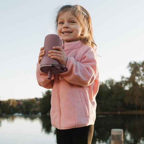 BrüMate Leap 12oz 100% Leakproof Kids Tumbler with Handle & Silicone Soft Straw | Durable Drop Resistant Silicone Sleeve | Made of Insulated Stainless Steel | Cup Holder Friendly | (Glacier)