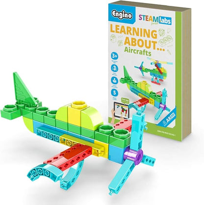 Engino STEAM Labs Learning About Aircrafts Building Blocks for Ages 3+ Construction Kit STEM Kit for Girls &amp Boys Learning &amp Education Toys Steam Toys Toddler Activities (5 Models)
