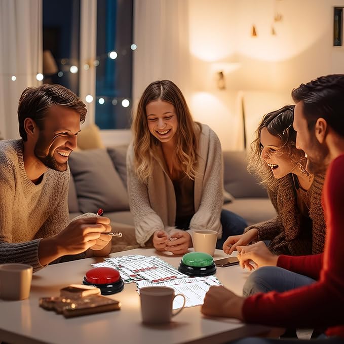 Christmas Friendly Feud Game with 2 Answer Buzzers Holiday Feud Cards for Family Game Night Fun Trivia Quiz for Xmas Party Office Class Groups Team Building