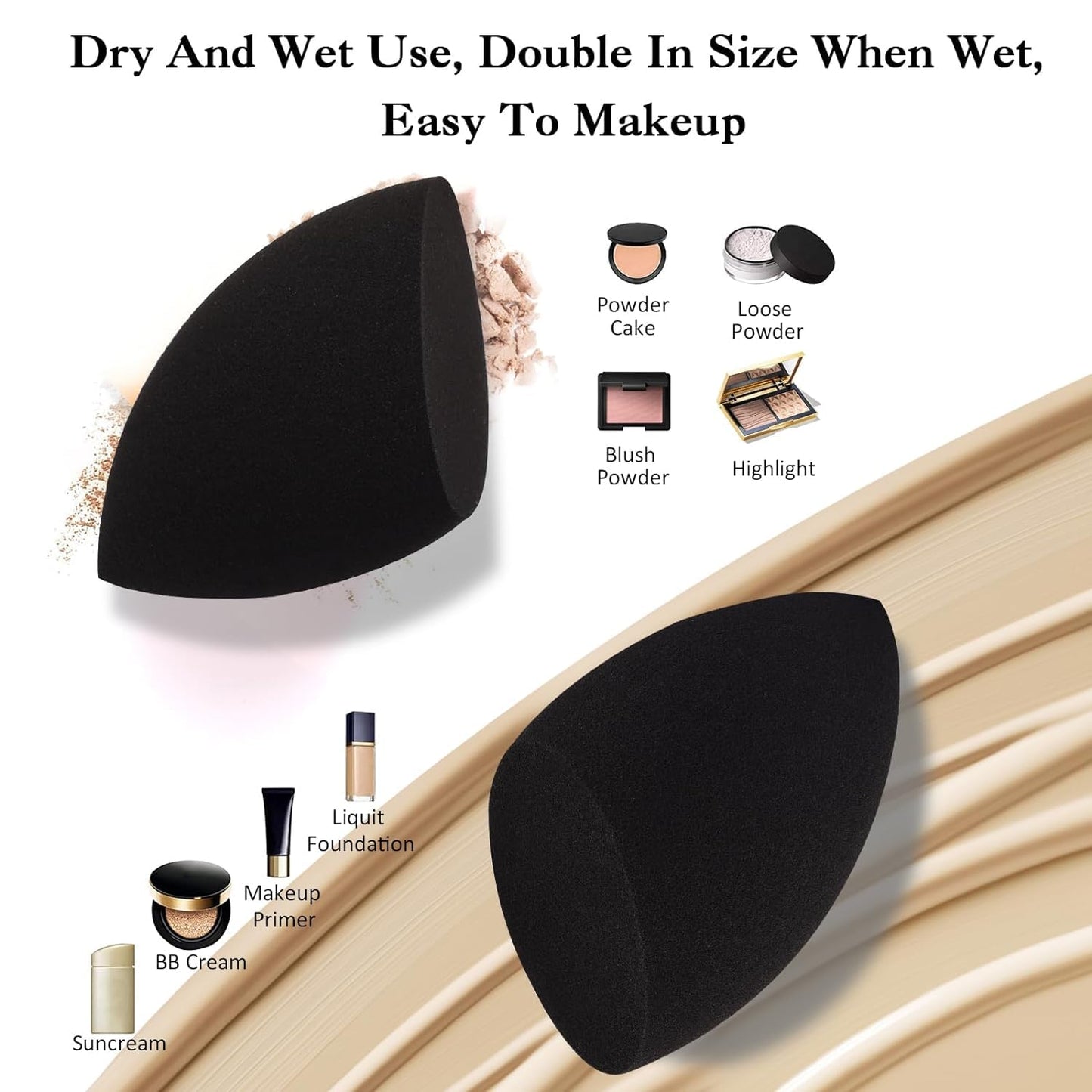 Professional Toiletry Sponges Set,Latex Free Flawless Soft Face Sponge with Holder,Beauty Blender Cosmetic Applicator for Powder,Liquid,Facial Makeup Tools