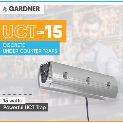 Gardner - UCT-15 – Discrete Under The Counter UV Fly Light – Trap Even The Tiniest Insects – No Zapper – (Silver)