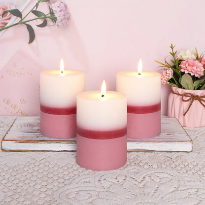 Cafemoon Floral Scented Pillar Candles Set of 3, 3x4 Inch Rustic Rough Texture Handmade Aromatherapy Candles, 35+ Hours Long Lasting Smokeless & Dripless for Home Decor Wedding Birthday Gift