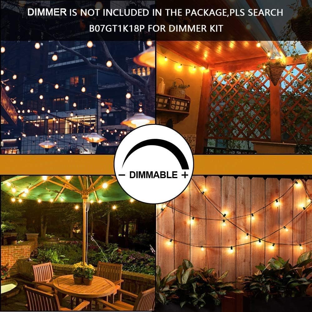 Svater Outdoor String Lights 150FT, E26 Socket, 48pcs S14 Shatterpoof Bulbs, 1 Watt Dimmable 2700K Warm White, IP65 Waterproof Commercial Grade Patio Lights（3 Pack X 50FT）