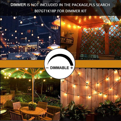 Svater Outdoor String Lights 150FT, E26 Socket, 48pcs S14 Shatterpoof Bulbs, 1 Watt Dimmable 2700K Warm White, IP65 Waterproof Commercial Grade Patio Lights（3 Pack X 50FT）