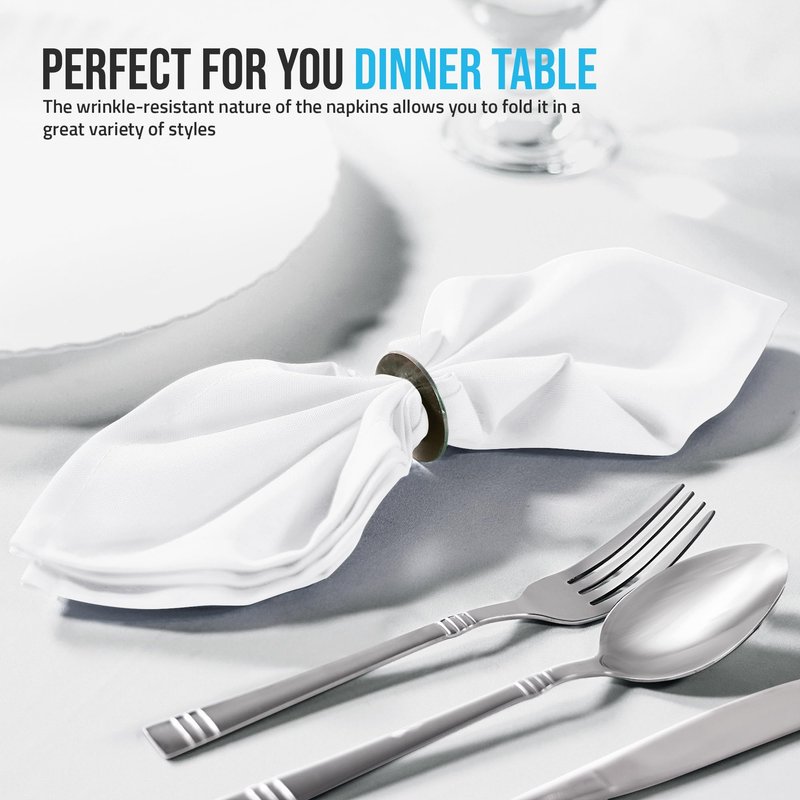Utopia Home White Cloth Napkins (12 Pack, 17x17 Inches), Ideal Dinner Napkins for Party, Wedding and Lunch/Dinner