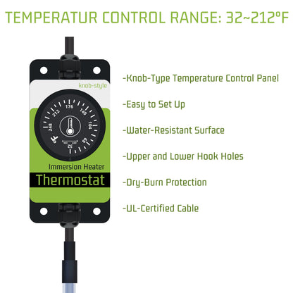 YLboyLIAN 3000W 240V Immersion Water Heater for Pool, Pond, Bathtub, Above Ground Pool, inground Pool, Spa, Hot Tub & Baptism Tubs – Portable Electric Submersible Heater with Knob-Style Thermostat