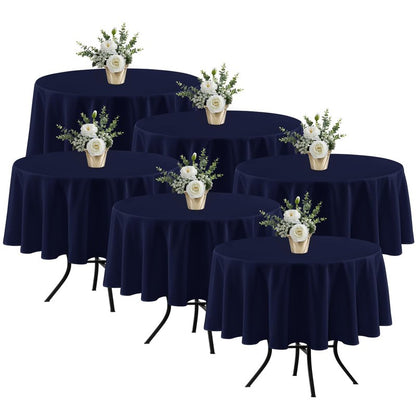 Fitable 6 Pack Navy Round Table Clothes - 70 Inches in Diameter - Stain Resistant and Washable Tablecloths, Polyester Fabric Table Covers for Wedding, Party, Banquet, Gathering