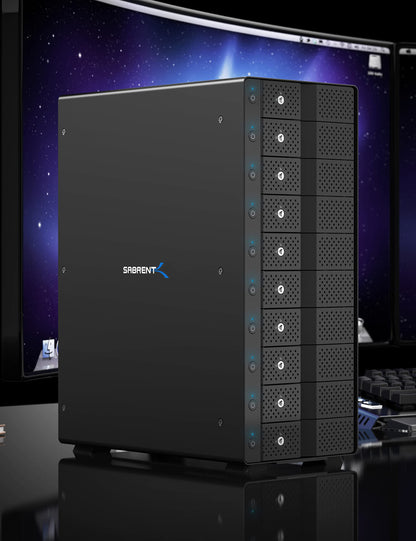 SABRENT 10-Bay USB 3.2 Gen 2 SATA Docking Station for 3.5” HDD/SSD, 10 Gbps USB-C DAS, Tray-Less Hot-Swap, Aluminum Enclosure, Dual Cooling Fans, Individual Power Switches, No RAID (DS-UCTB)
