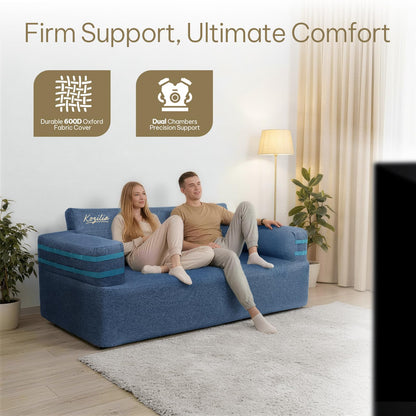 Kozilia Portable Inflatable Sofa with Built-in Pump - Quick Inflation Comfortable and Durable Blow Up Loveseat for Indoor & Outdoor, Living Room, Camping, Apartment, Dorm